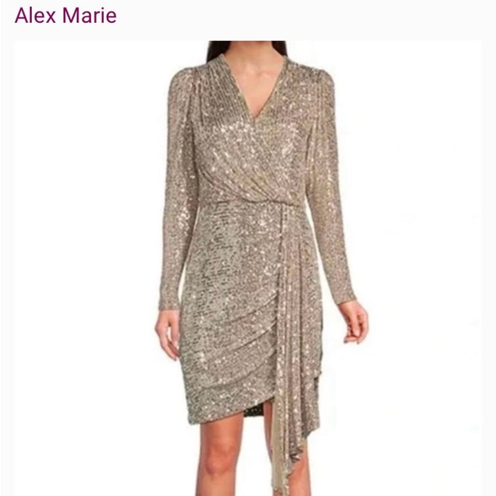 NWT Alex Marie Milly Sequin V-Neck Dress Size 8